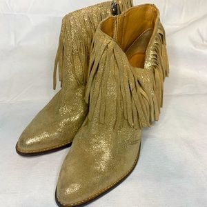 Jessica Simpson Gold Fringe Ankle Boots